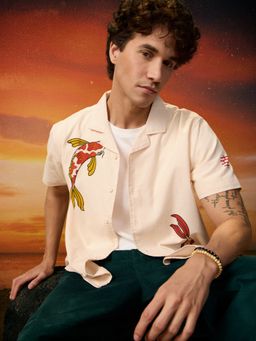 The Souled Store - Originals So Koi Half Sleeve Beige Shirt