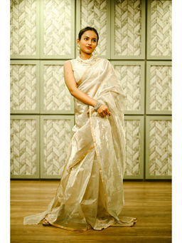 SARI KI ALMARI - Swarna Pure Tissue Silk Handwoven Saree with Unstitched Blouse