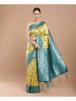 NIKATT - Aura Silk Yellow Woven Saree with Unstitched Blouse