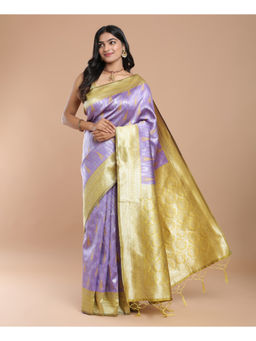 NIKATT - Aura Silk Purple Woven Saree with Unstitched Blouse