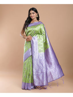 NIKATT - Aura Silk Green Woven Saree with Unstitched Blouse
