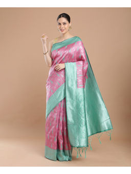 NIKATT - Aura Silk Pink Woven Saree with Unstitched Blouse