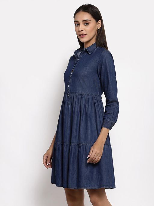 white christmas dresses PANEL Denim Mini Dress – Edgewick Apparel