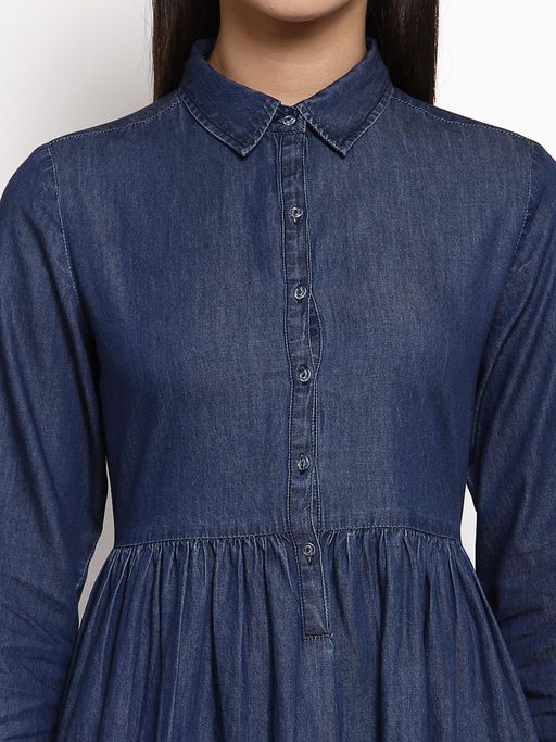 white christmas dresses Strapless Denim Paneled Maxi Dress – Ashley Stewart main image 1