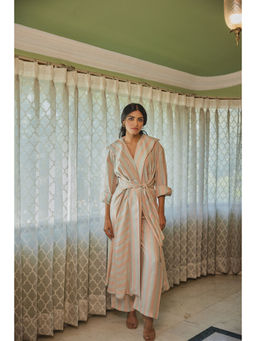 Kapraaha - Blush Striped Jacket with Pants (Set of 2)