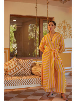 Kapraaha - Yellow Striped Jacket with Pants (Set of 2)