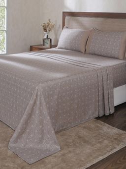 Maspar - Brown Cotton Bed Sheet with 1 Pillow Cover (Single)