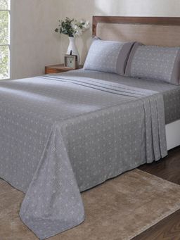 Maspar - Grey Cotton Bed Sheet with 1 Pillow Cover (Single)