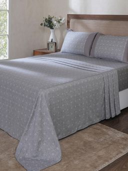 Maspar - Grey Cotton Bed Sheet with 2 Pillow Covers