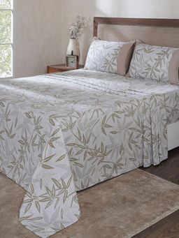 Maspar - Beige Cotton Bed Sheet with 1 Pillow Cover (Single)