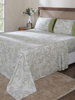 Maspar - Green Cotton Bed Sheet with 1 Pillow Cover (Single)