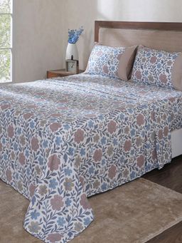 Maspar - Brown Cotton Bed Sheet with 2 Pillow Covers