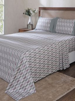 Maspar - Grey Cotton Bed Sheet with 1 Pillow Cover (Single)