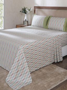 Maspar - Multi-Color Cotton Bed Sheet with 1 Pillow Cover (Single)