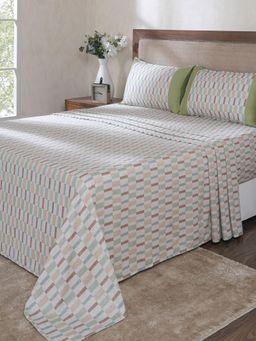 Maspar - Multi-Color Cotton Bed Sheet with 2 Pillow Covers