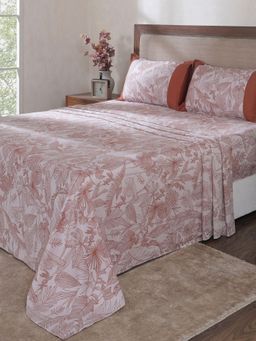 Maspar - Rust Cotton Bed Sheet with 1 Pillow Cover (Single)