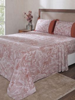 Maspar - Rust Cotton Bed Sheet with 2 Pillow Covers