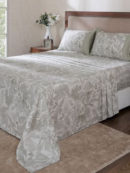 Maspar - Green Cotton Bed Sheet with 1 Pillow Cover (Single)