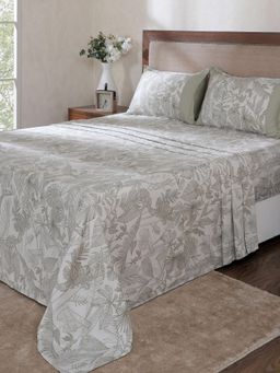 Maspar - Green Cotton Bed Sheet with 2 Pillow Covers