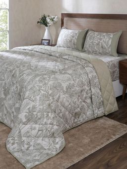 Maspar - Green Floral Cotton Blend Quilt