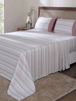 Maspar - Multi-Color Cotton Bed Sheet with 1 Pillow Cover (Single)