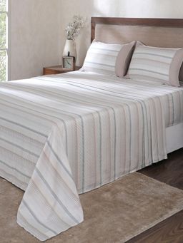 Maspar - Multi-Color Cotton Bed Sheet with 1 Pillow Cover (Single)