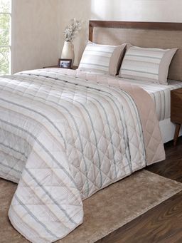 Maspar - Beige Geometric Cotton Blend Quilt