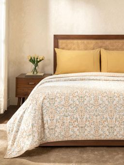 Maspar - Mustard Cotton Floral Dohar