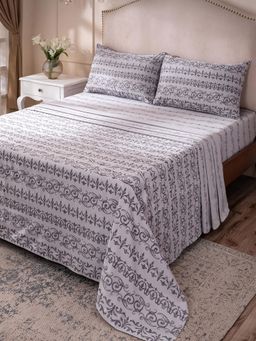 Maspar - Purple Cotton Bed Sheet with 2 Pillow Covers (King)