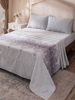 Maspar - Purple Cotton Bed Sheet with 2 Pillow Covers (King)