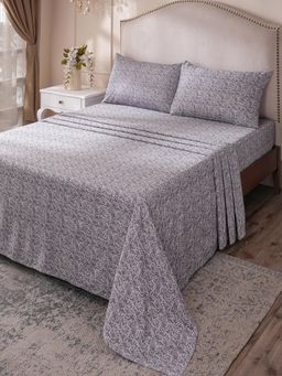 Maspar - Purple Cotton Bed Sheet with 2 Pillow Covers (King)