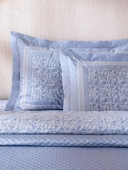 Maspar - Blue Cotton Blended Standard Pillow Covers (Pack of 2)