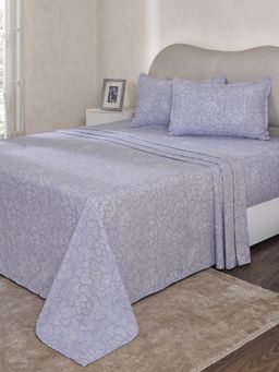Maspar - Blue Floral Cotton Bed Sheet with 2 Pillow Covers