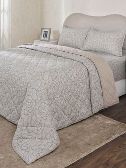 Maspar - Beige Floral Cotton Blend Quilt