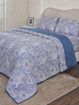 Maspar - Blue Floral Cotton Blend Quilt