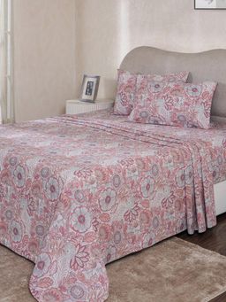 Maspar - Pink Cotton Bed Sheet with 1 Pillow Cover (Single)