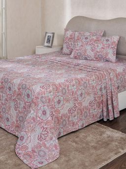Maspar - Pink Cotton Bed Sheet with 2 Pillow Covers