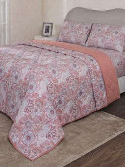 Maspar - Red Floral Cotton Blend Quilt