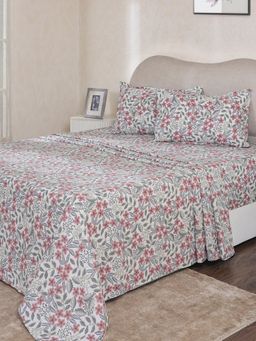 Maspar - Red Cotton Bed Sheet with 1 Pillow Cover (Single)