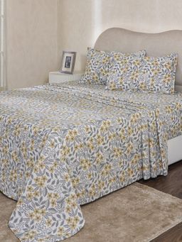 Maspar - Yellow Cotton Bed Sheet with 2 Pillow Covers