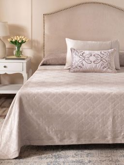 Maspar - Beige Polyester Cotton Bed Cover (Double)
