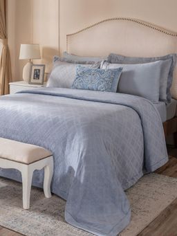 Maspar - Blue Polyester Cotton Bed Cover (Double)