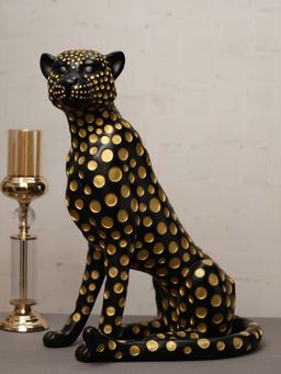 Smokey Cocktail - Black Fortune Leopard Sculpture
