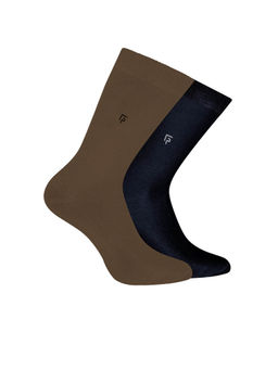 Footprints - Multi-Colour Men's Bamboo Formal Socks (Pack Of 2)