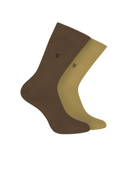 Footprints - Multi-Colour Men's Bamboo Formal Socks (Pack Of 2)