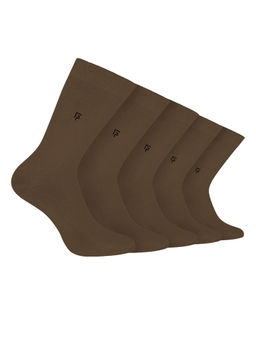 Footprints - Brown Men's Bamboo Formal Socks (Pack Of 5)
