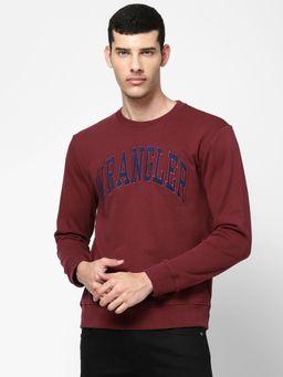 Wrangler - Men Embroidered Red Sweatshirt (Regular)