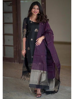 Kedar Fab - Women's Art Silk Woven Kurta With Pant and Dupatta