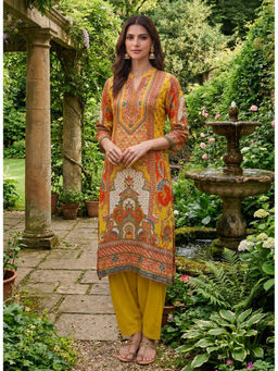 Lakshita - Mustaard Printed Shantoon Kurta with Salwar