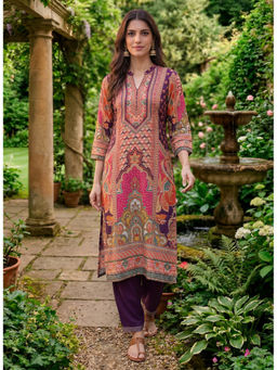 Lakshita - Purple Printed Shantoon Kurta with Salwar